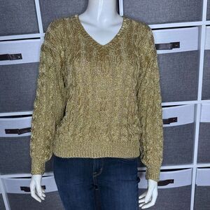 Lillie Rubin Exclusive Vintage Gold Metallic Beaded Sweater Size Small